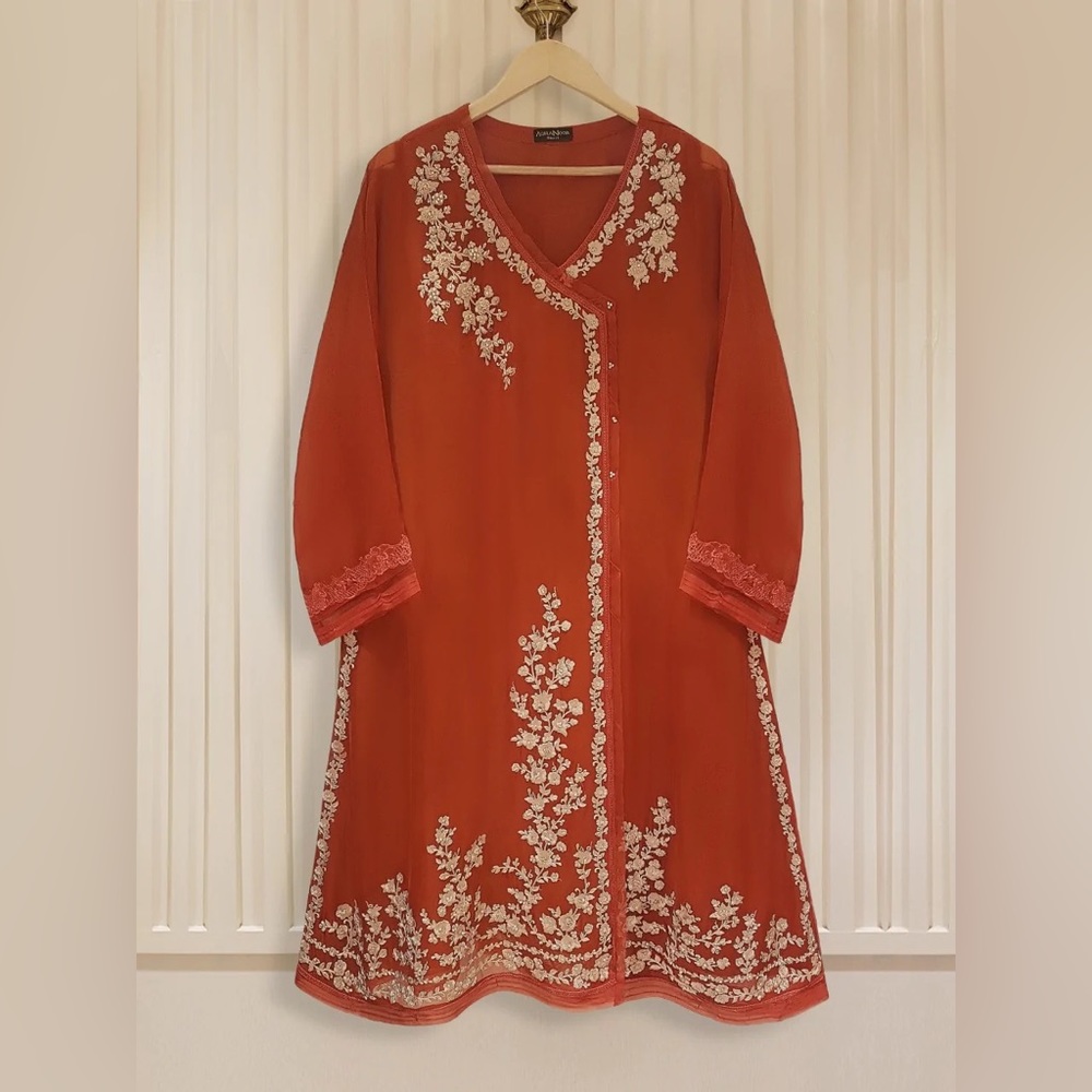 Agha Noor Pure Chiffon Heavily Embroidered Shirt and Pants